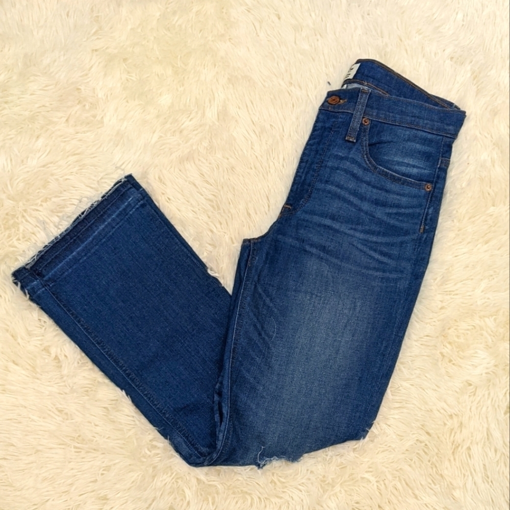 J. Crew Billie Demi Boot Crop Raw Hem Womens  Distressed Stretch Jeans Y2k Sz 28